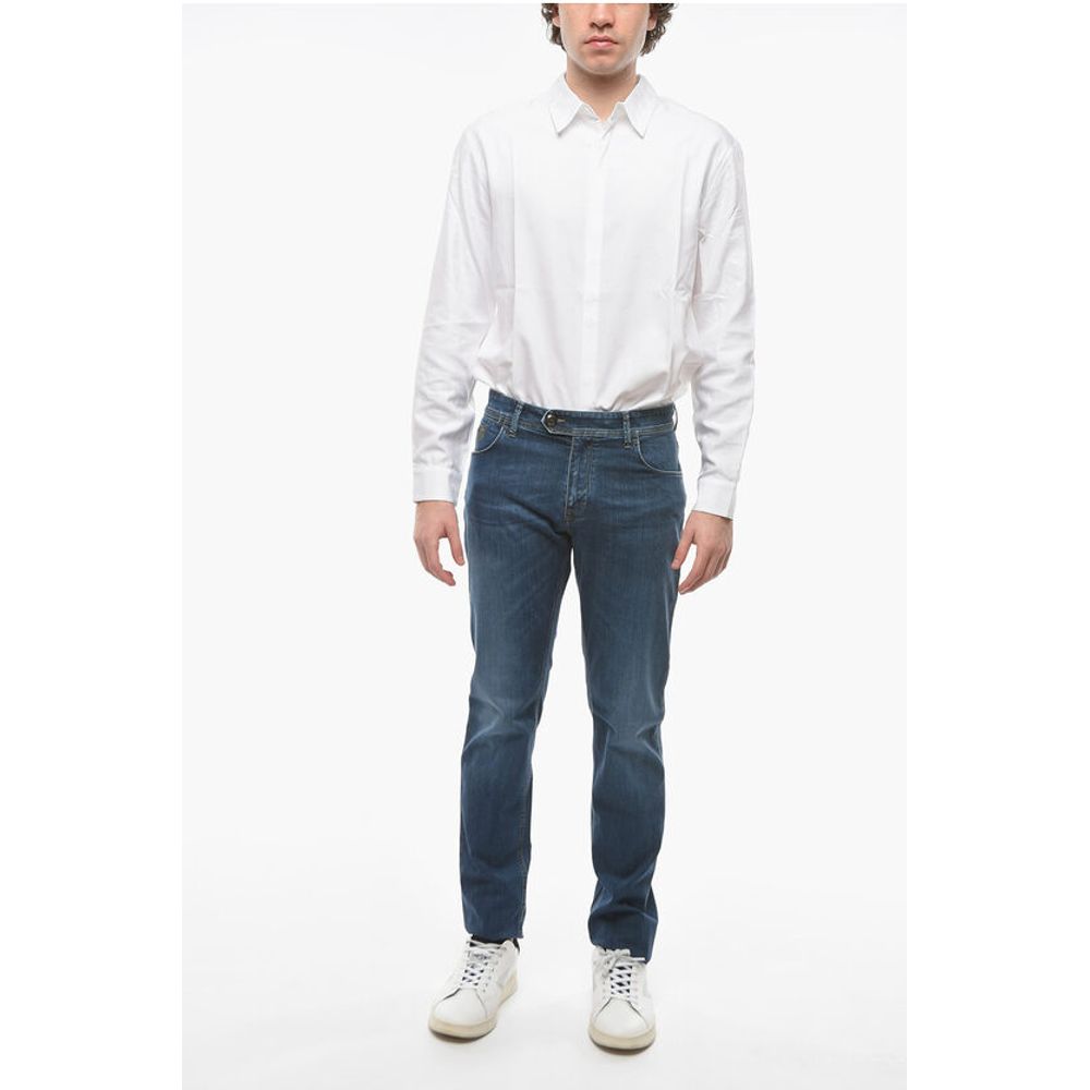 Corneliani ID LUXURY DENIM Dark-washed Jeans with Logo Patch