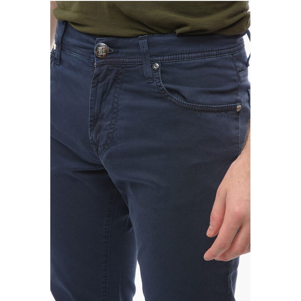 Corneliani ID LUXURY DENIM Embroidered Denim Trousers with Logo Patch 1