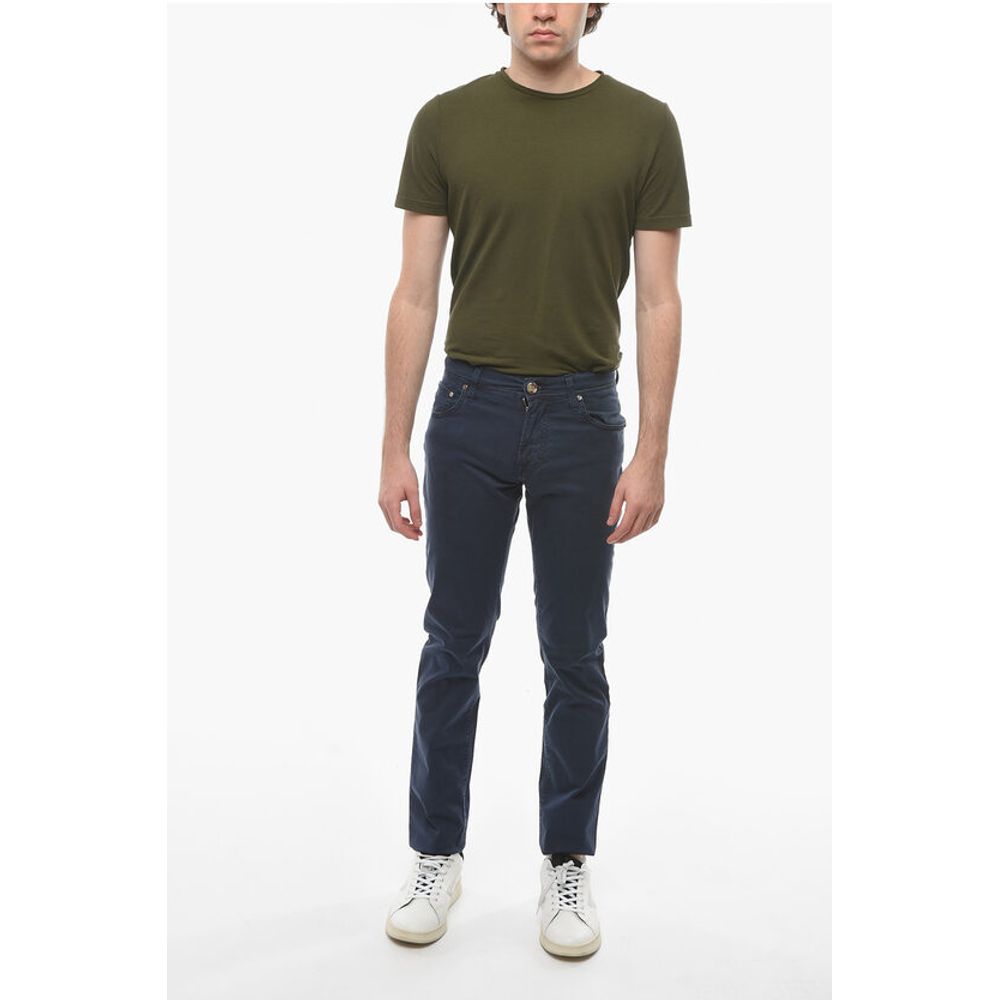 Corneliani ID LUXURY DENIM Embroidered Denim Trousers with Logo Patch 1