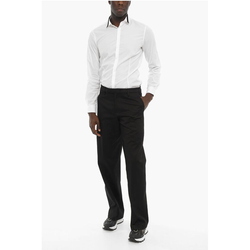 Neil Barrett Cotton Stretch Tube Fit Wide Pants