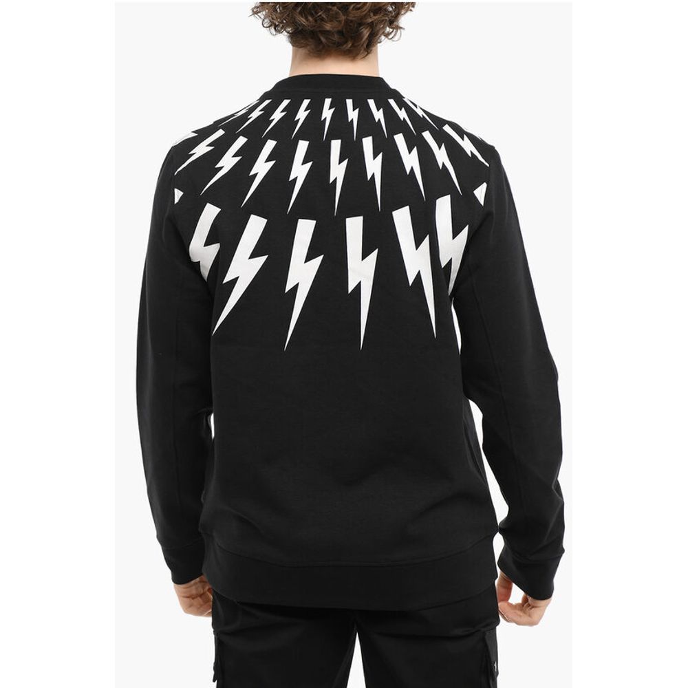 Neil Barrett Contrasting Printed FAIR-ISLE THUNDERBOLT Crew-Neck Sweatshi