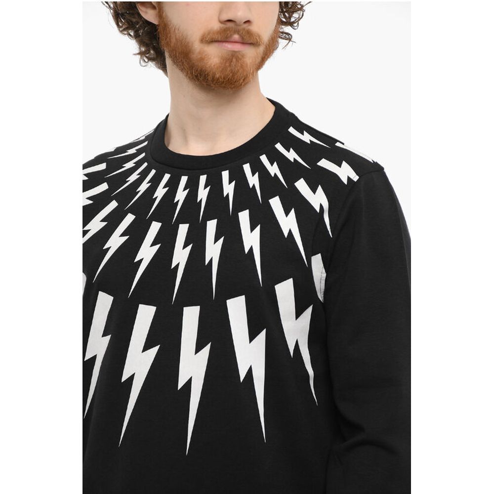 Neil Barrett Contrasting Printed FAIR-ISLE THUNDERBOLT Crew-Neck Sweatshi