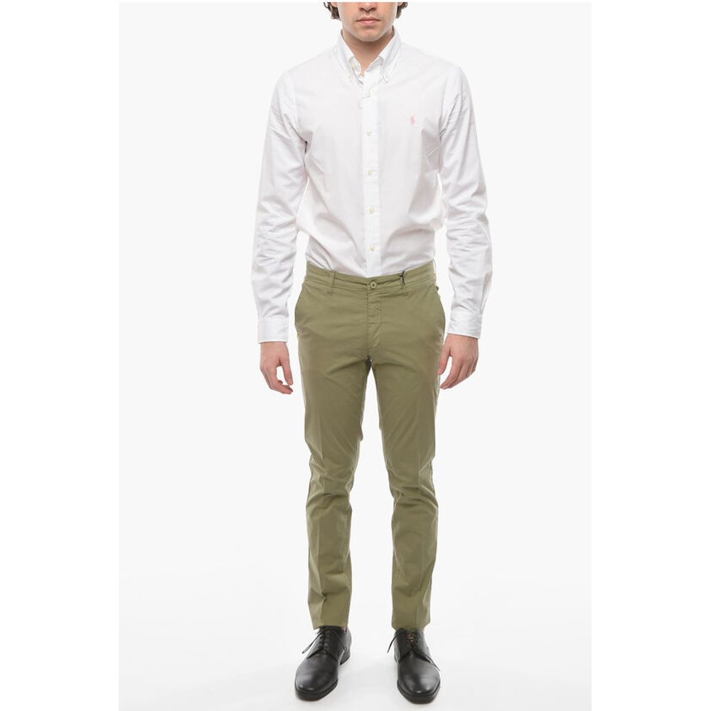 Corneliani CC COLLECTION Linen Blend Chinos Pants with Belt Loops