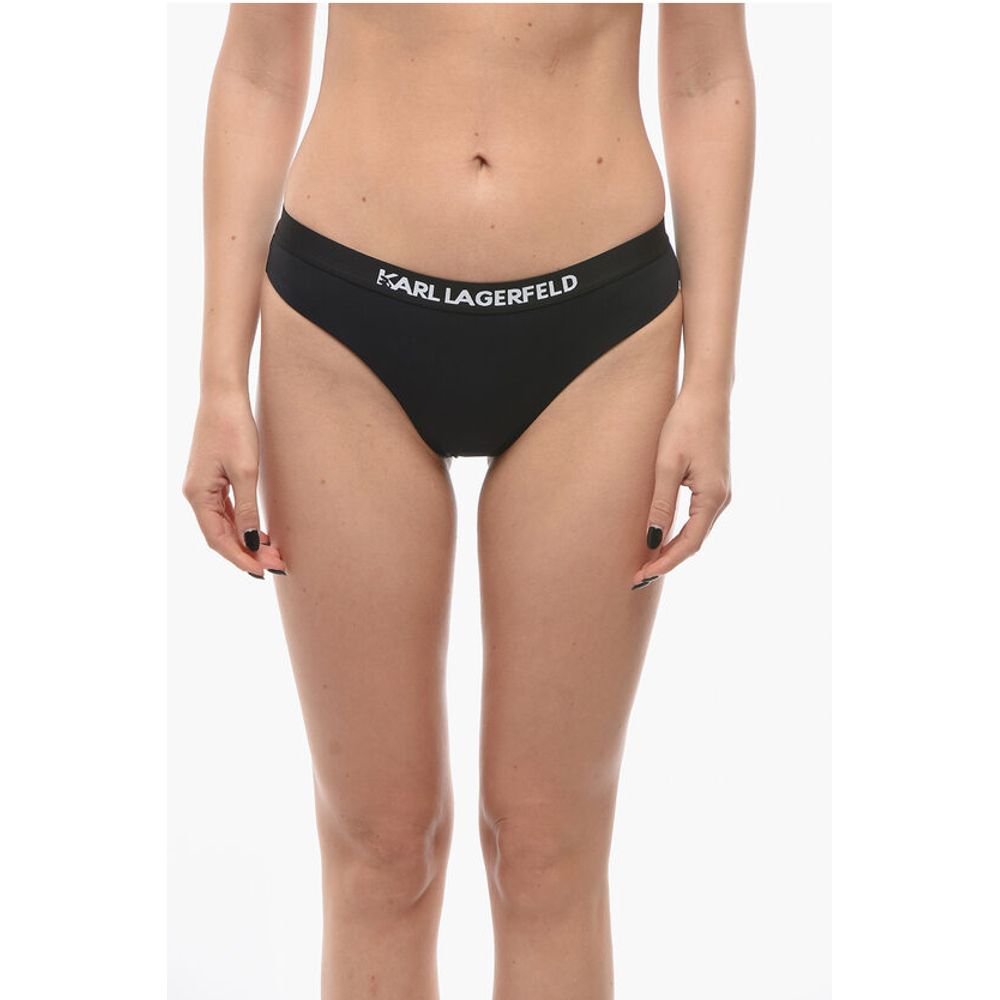 Karl Lagerfeld Solid Color SPORT Bikini Bottom with Elastic Band Logoed at