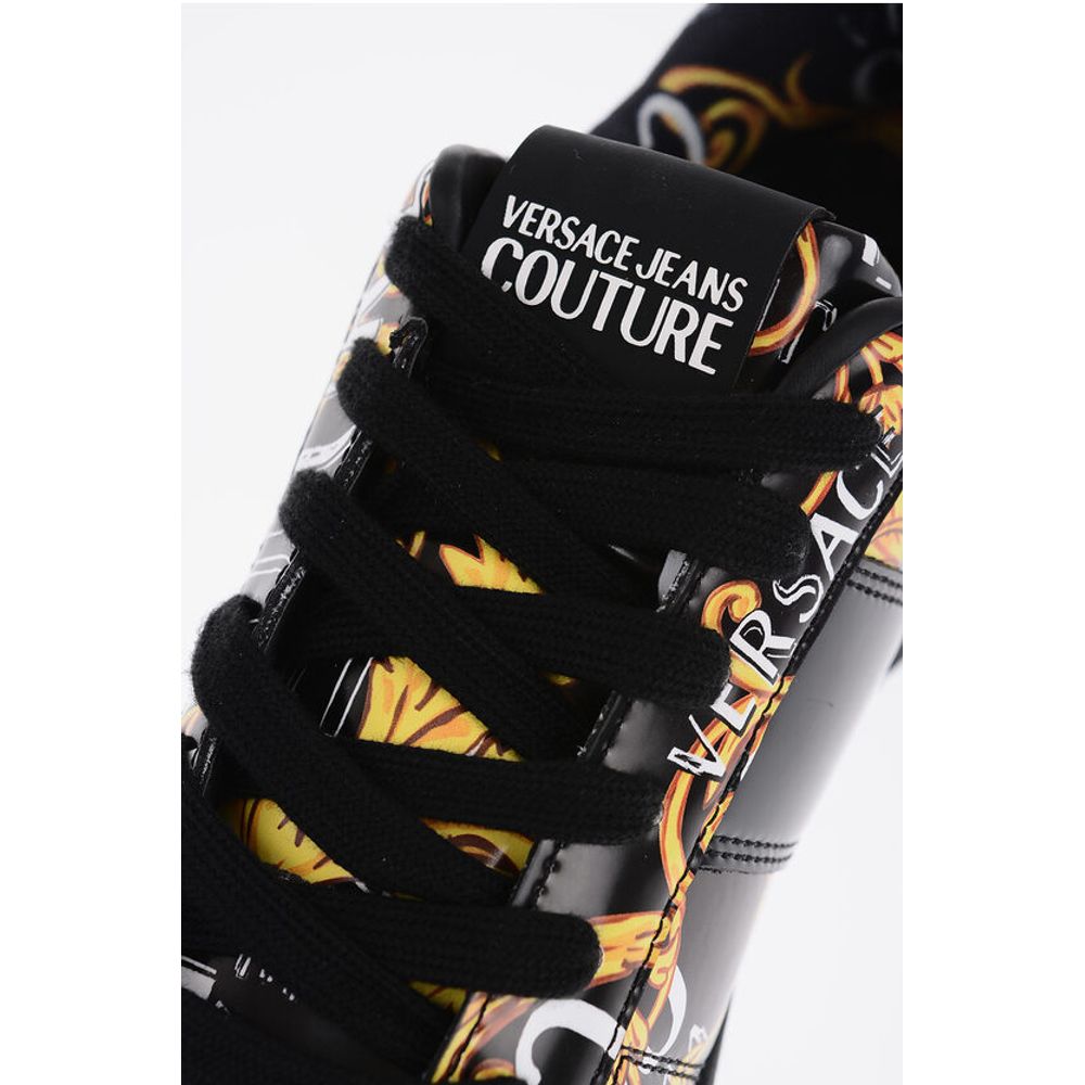 Versace JEANS COUTURE Baroque Motif Patent Leather BROOKLYN Low-Top
