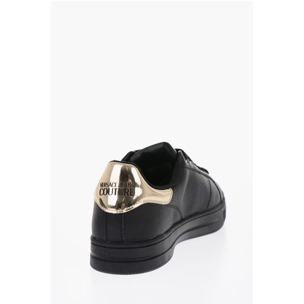 Versace JEANS COUTURE Textured Leather Low-Top Sneakers with Golden