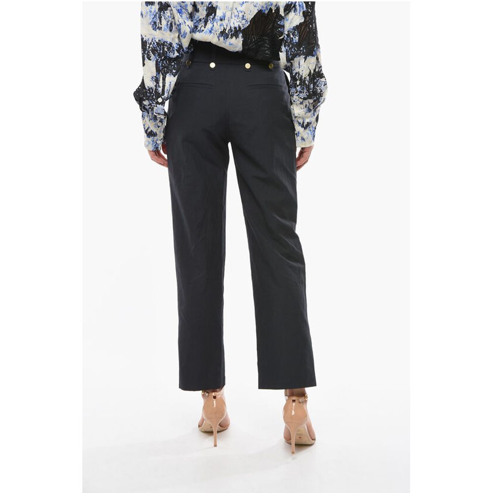 Eudon Choi Linen and Virgin Wool DOLORES Single Pleat Pants with Golden