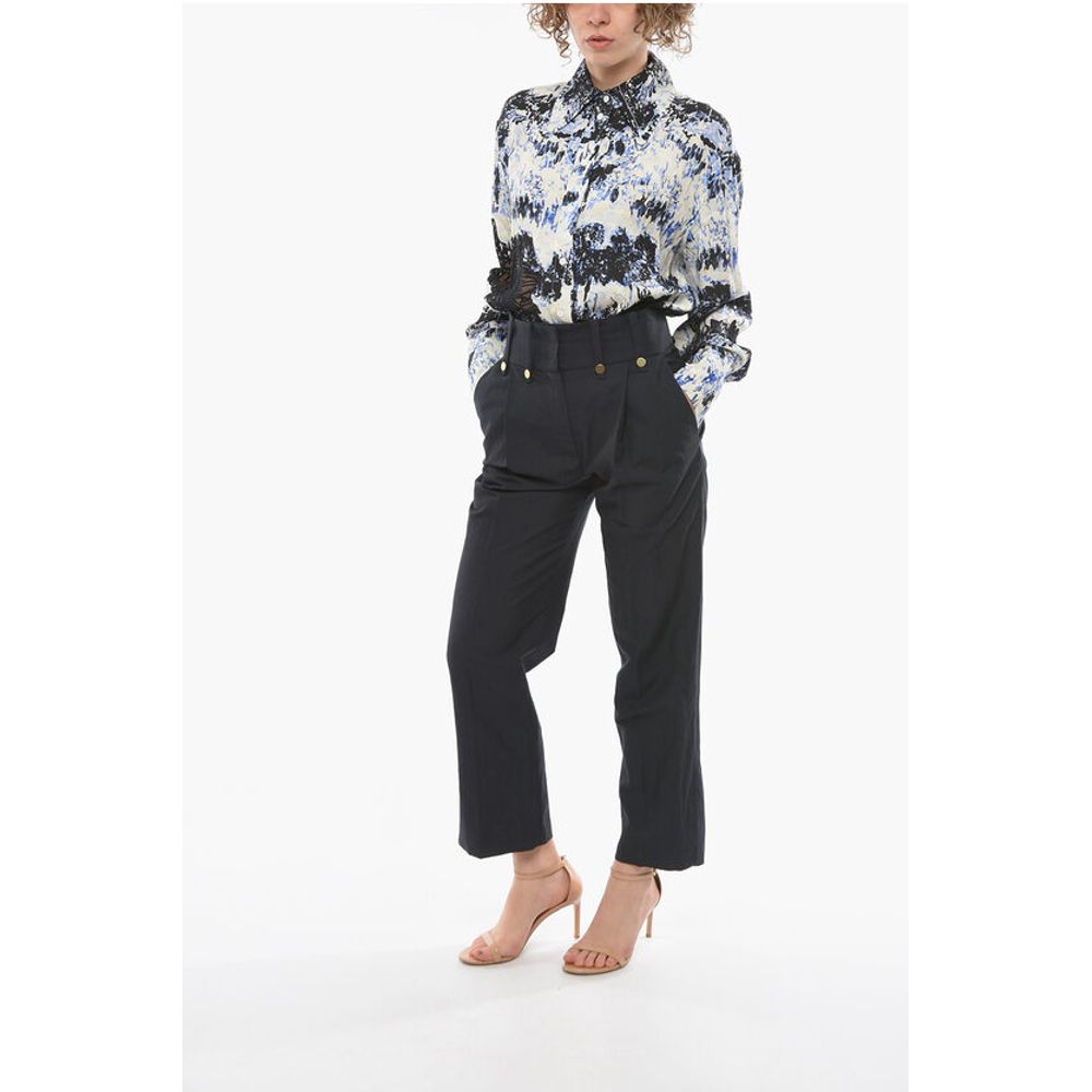 Eudon Choi Linen and Virgin Wool DOLORES Single Pleat Pants with Golden