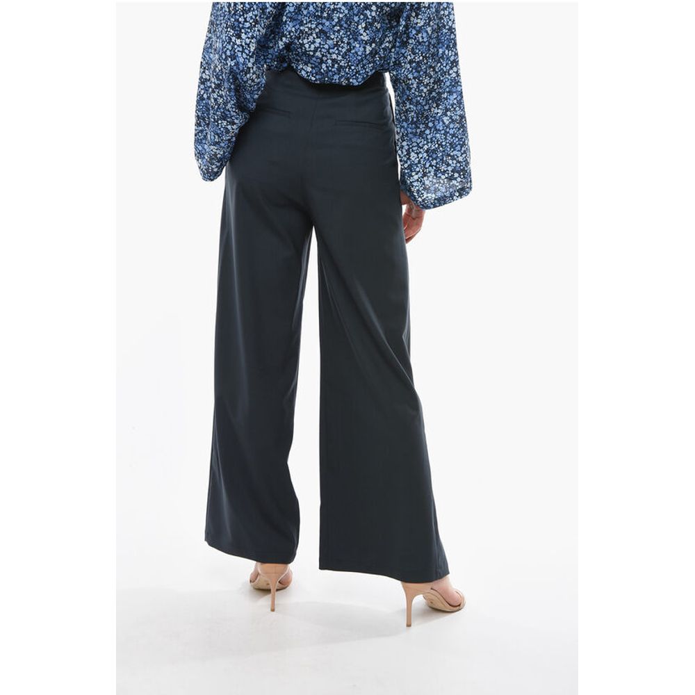 Eudon Choi Virgin Wool TANDIN Wide Leg Pants with Ankle Split and Belt