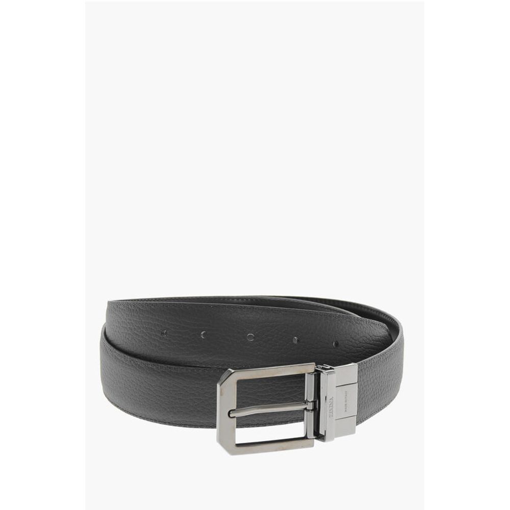 Ermenegildo Zegna Leather and Textured Leather Reversible Belt