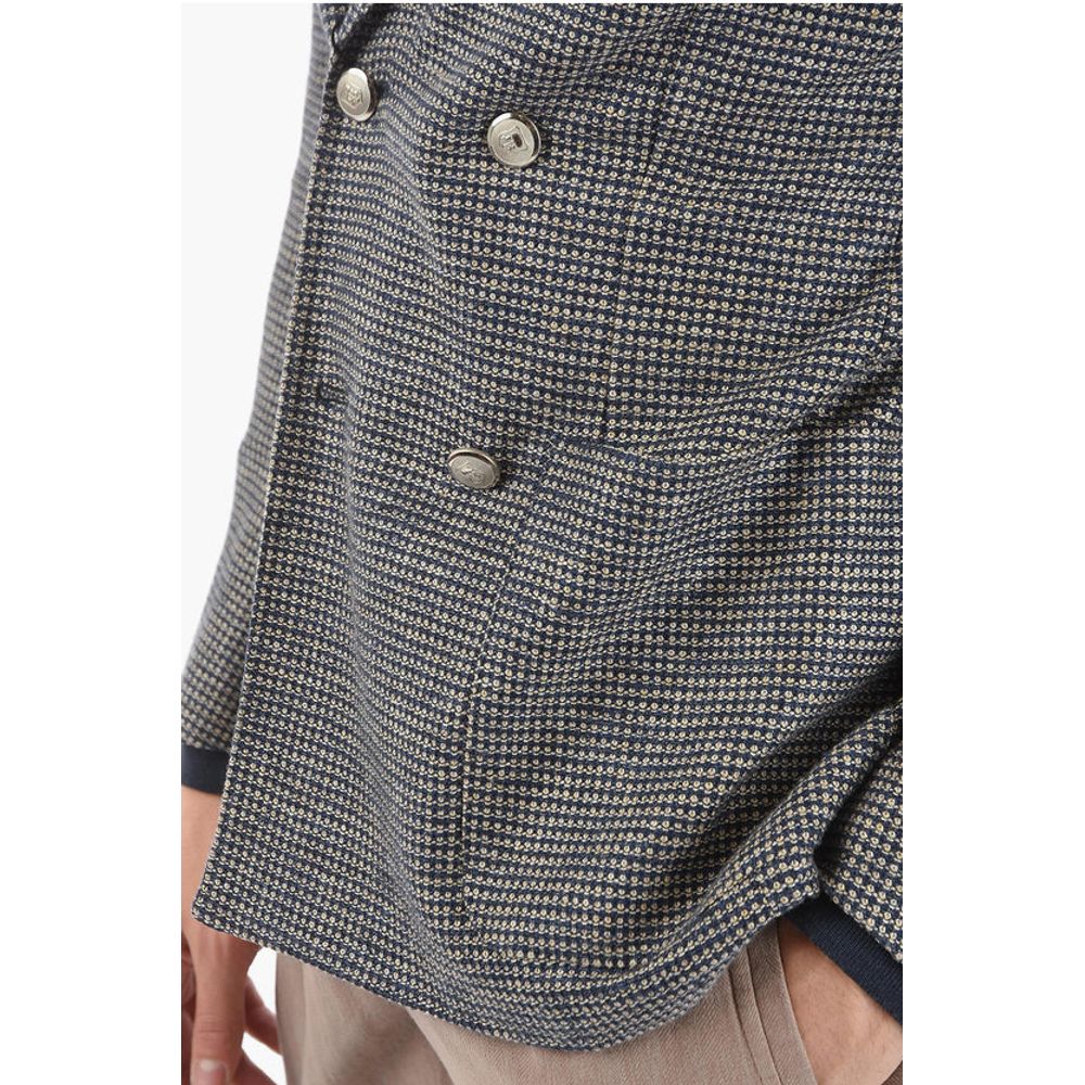 Corneliani ID flax side vents peak lapel double-breasted blazerGIACCHE