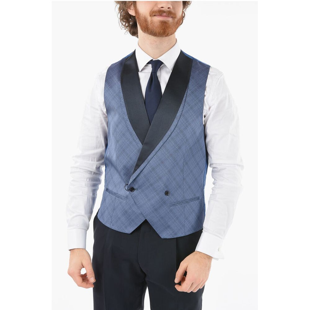 Corneliani Checked Silk ACADEMY CERIMONIA Double Breasted Waistcoat