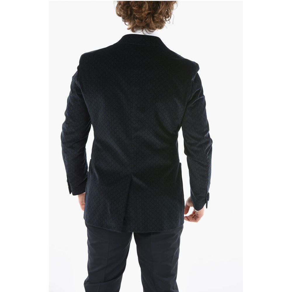 Corneliani CC COLLECTION patterned velour center vent peak lapel double