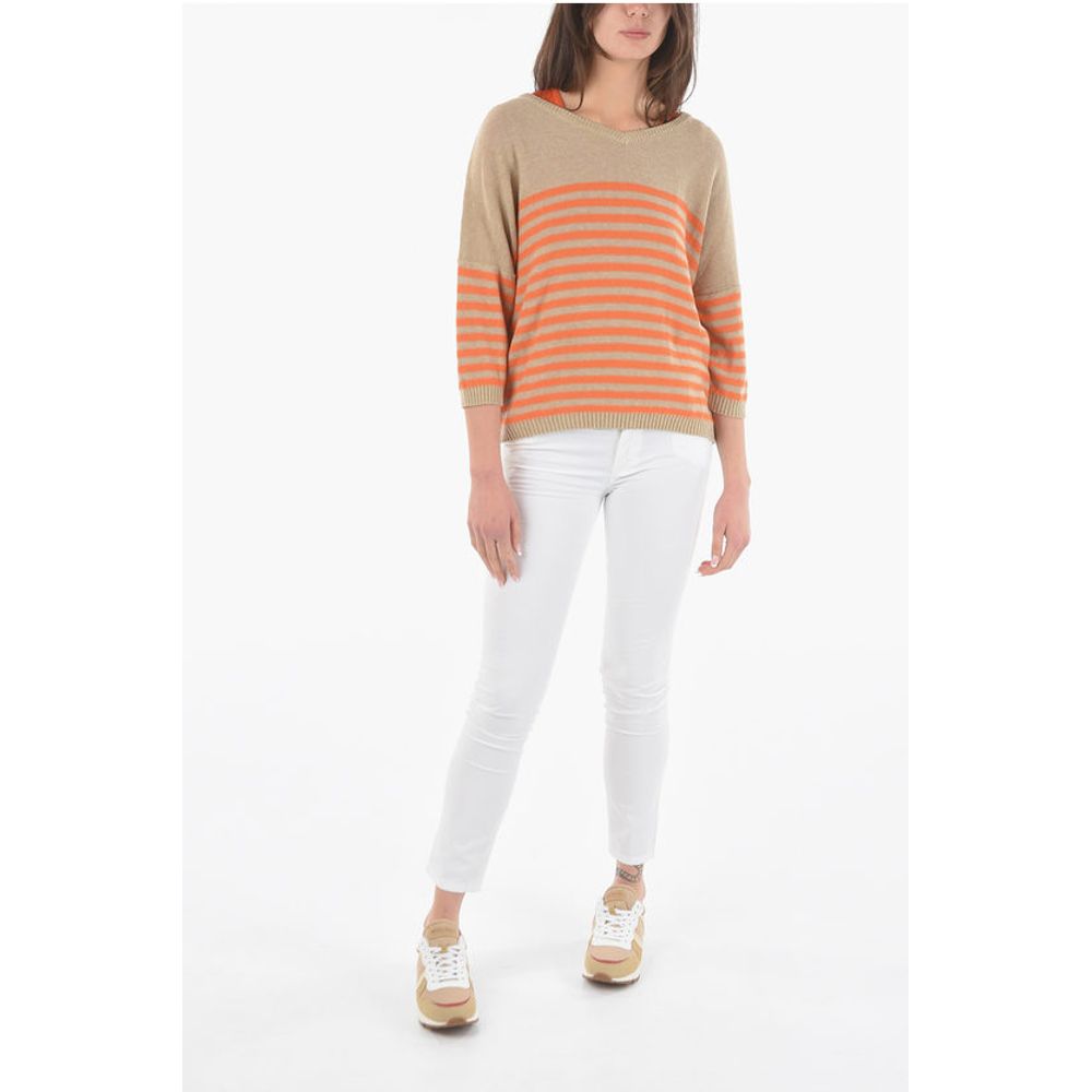Woolrich Two-Tone Awining Striped V-Neck Sweater