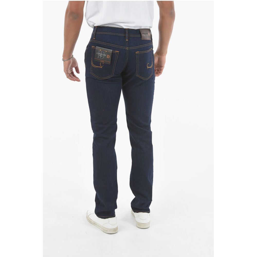 Corneliani ID LUXURY DENIM Dark Wash Slim Fit Denims with Belt Loops
