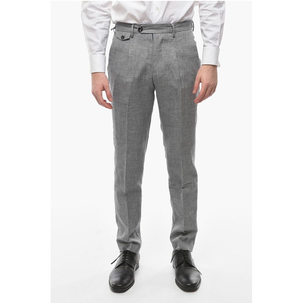 Cruna Houndstooth Motif RAVAL Single Pleat Pants with Breast Pocke