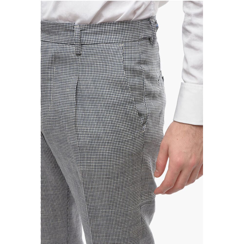 Cruna Houndstooth Motif RAVAL Single Pleat Pants with Breast Pocke