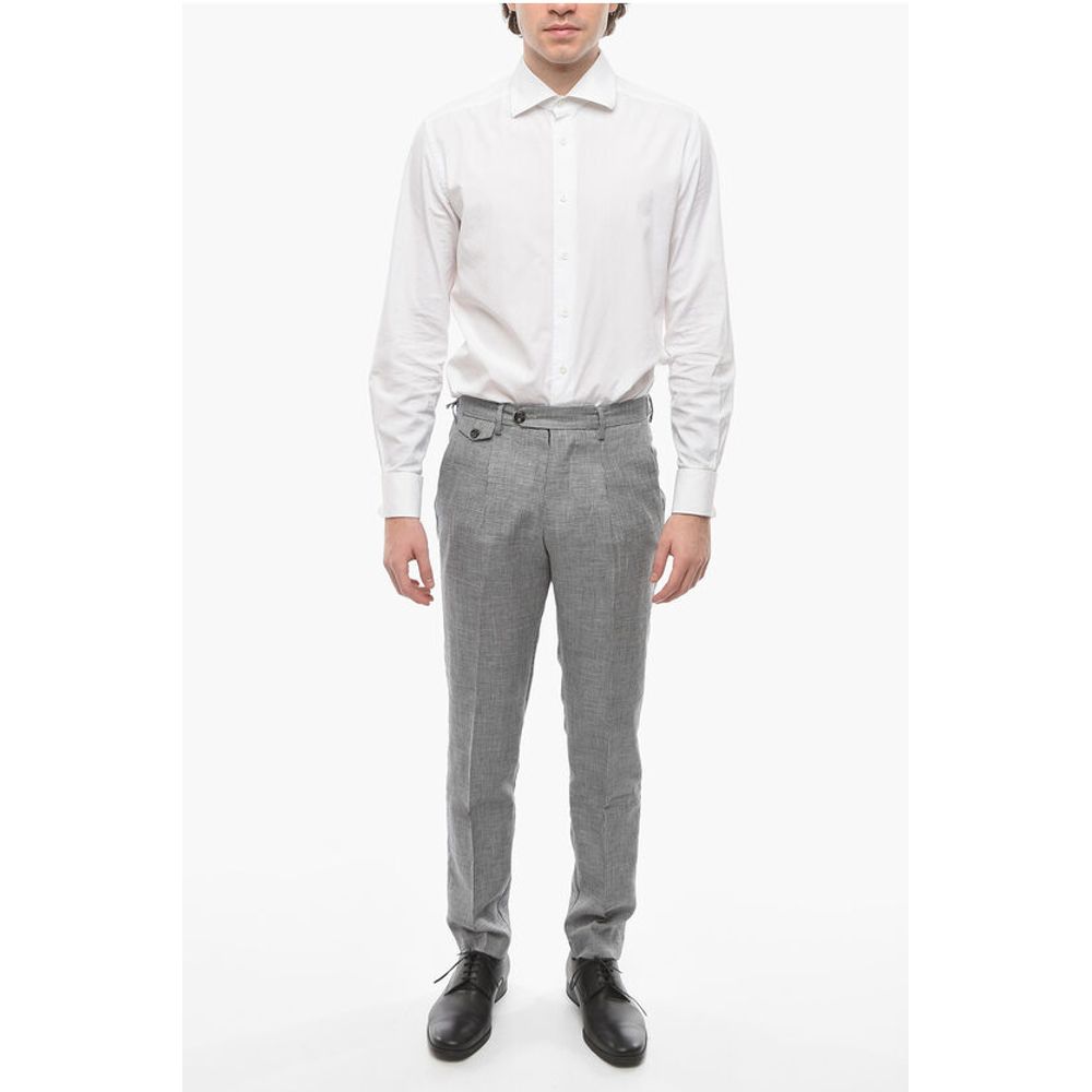 Cruna Houndstooth Motif RAVAL Single Pleat Pants with Breast Pocke