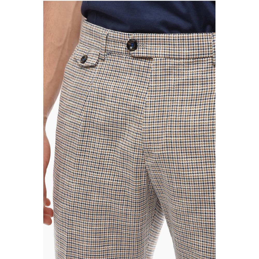 Cruna Houndstooth Motif RAVAL Single Pleat Pants with Breast Pocke
