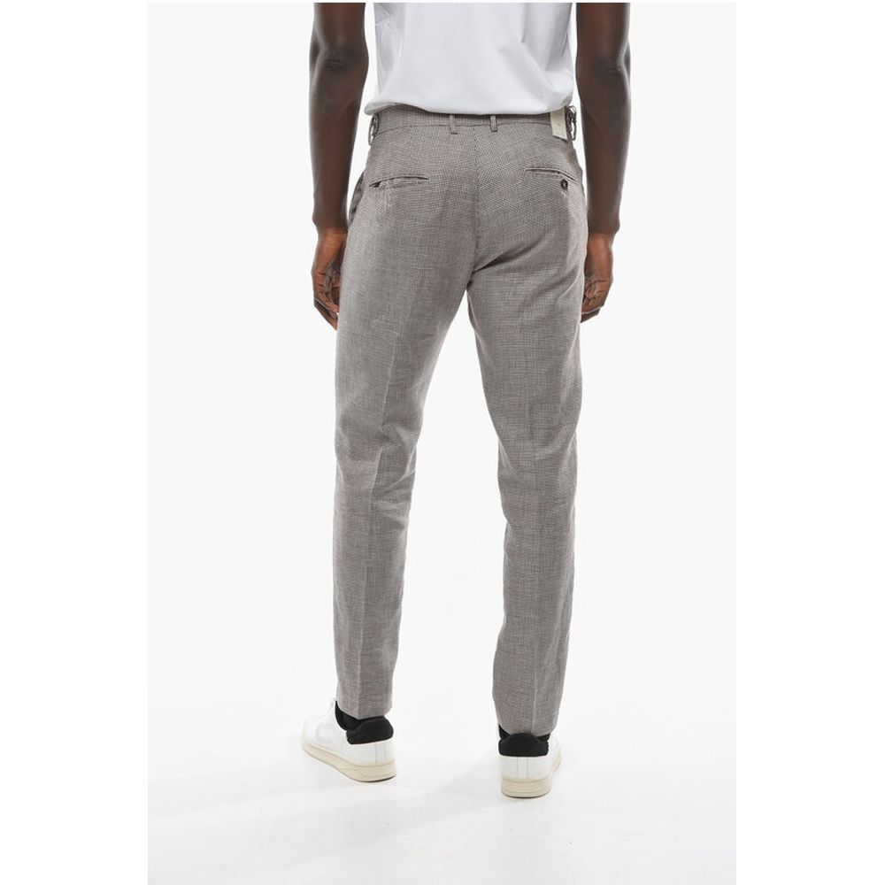 Cruna Houndstooth Motif Virgin Wool and Flax RAVAL Pants