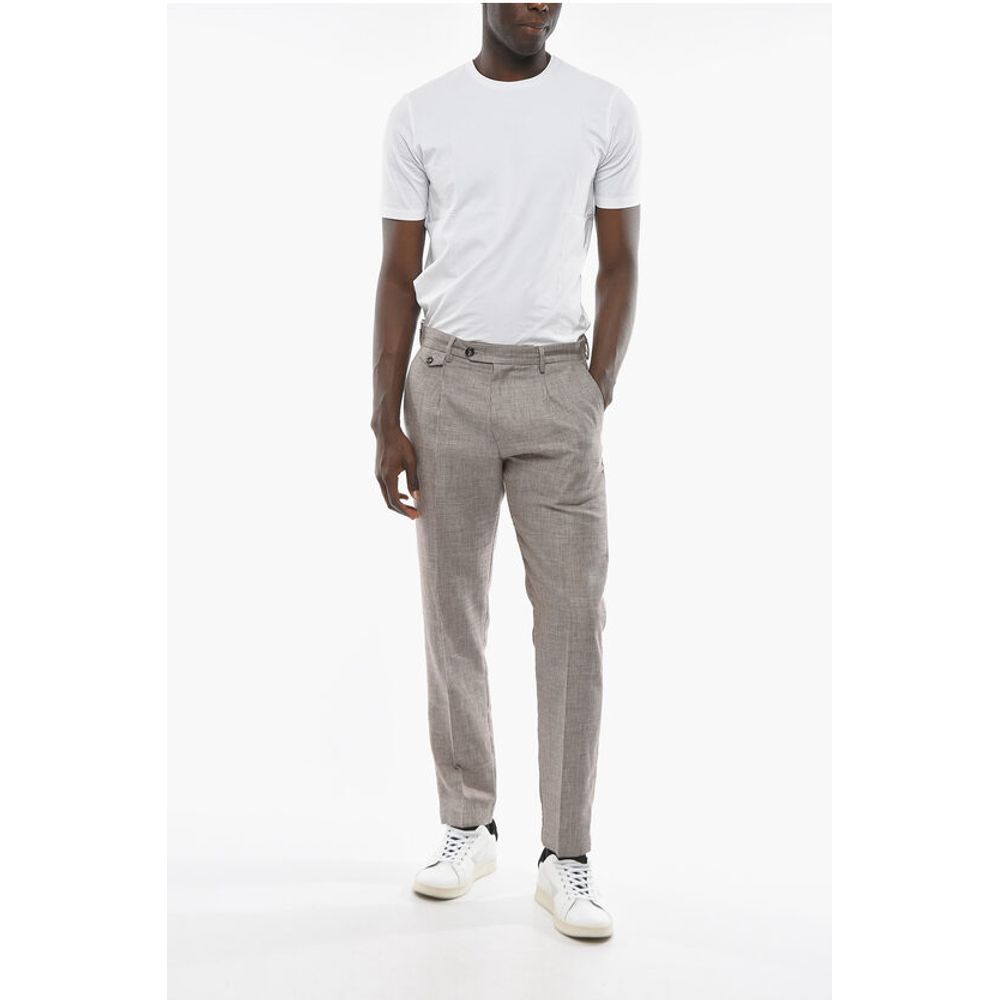 Cruna Houndstooth Motif Virgin Wool and Flax RAVAL Pants
