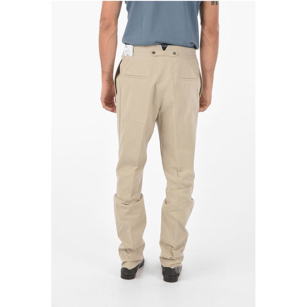 Corneliani Flax Blend Chino Pants with Double Pleat