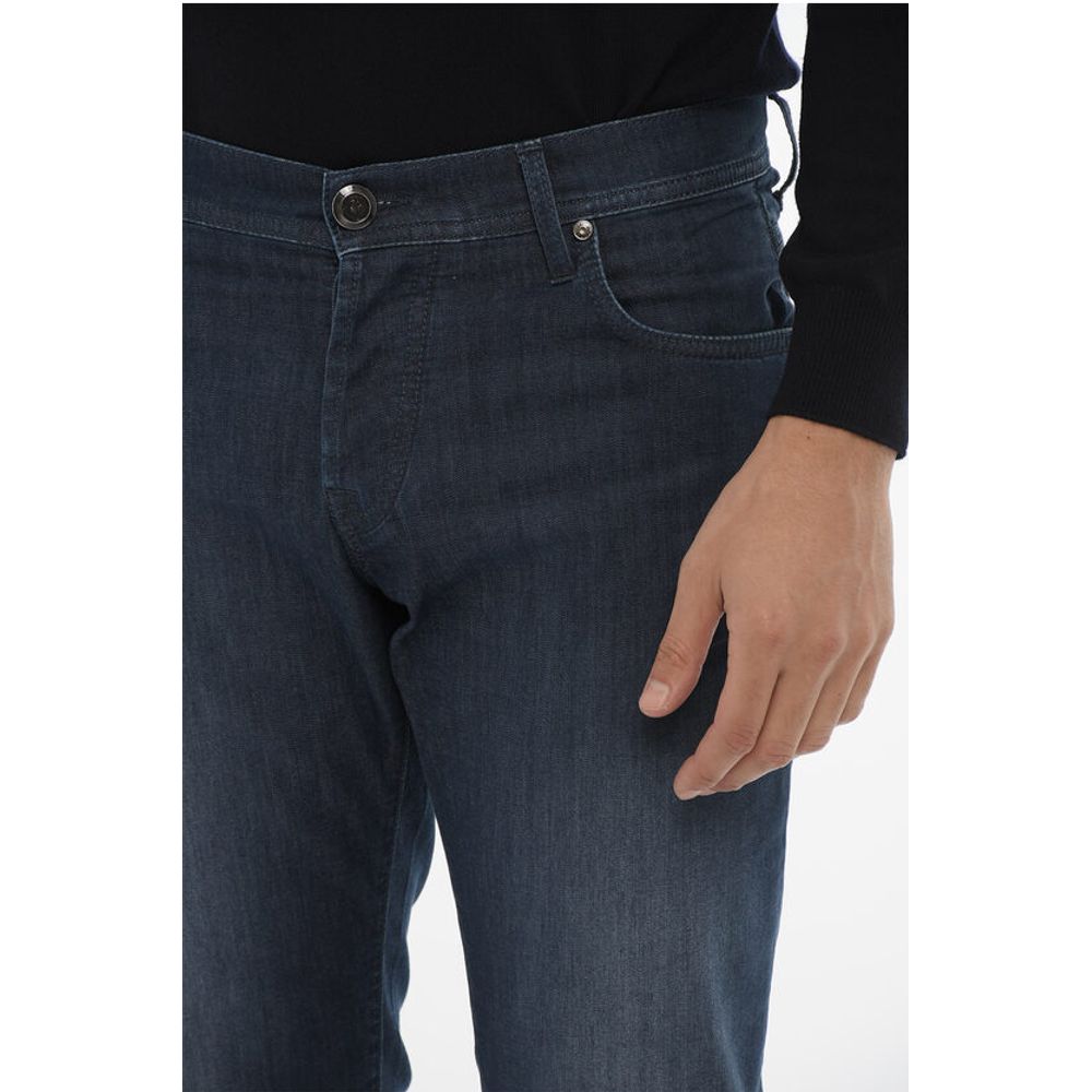 Corneliani ID LUXURY DENIM Dark-washed Jeans with 5 Pockets 17cm