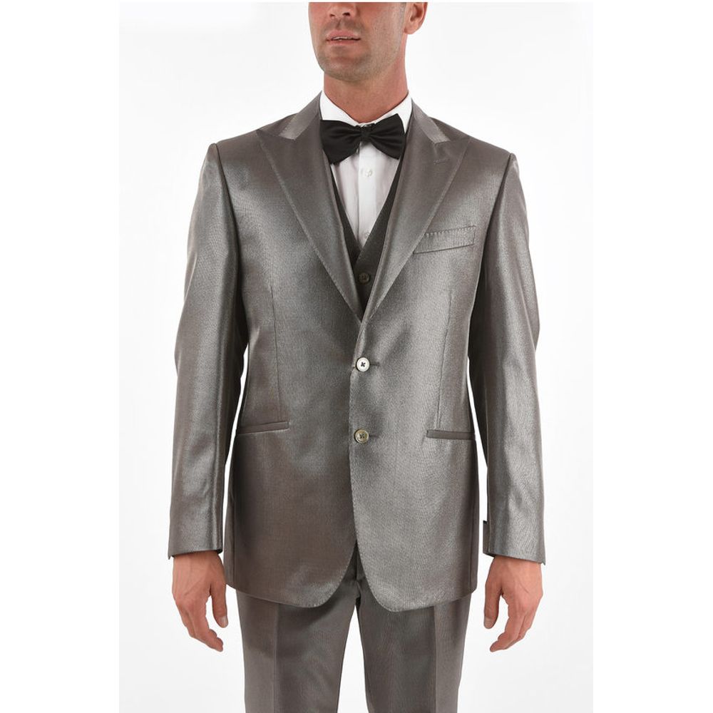 Corneliani Lurex 3-piece Waistcoat Suit with Peak Lapel
