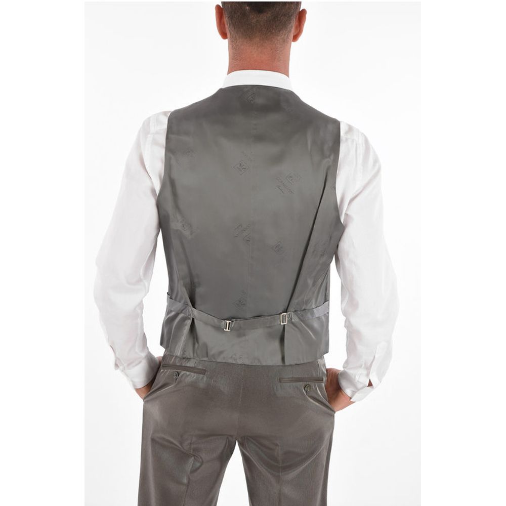 Corneliani Lurex 3-piece Waistcoat Suit with Peak Lapel