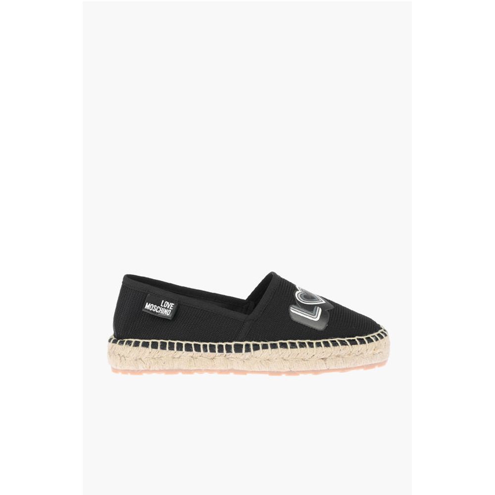 Moschino LOVE mesh espadrilles with logo-print and raffia sole