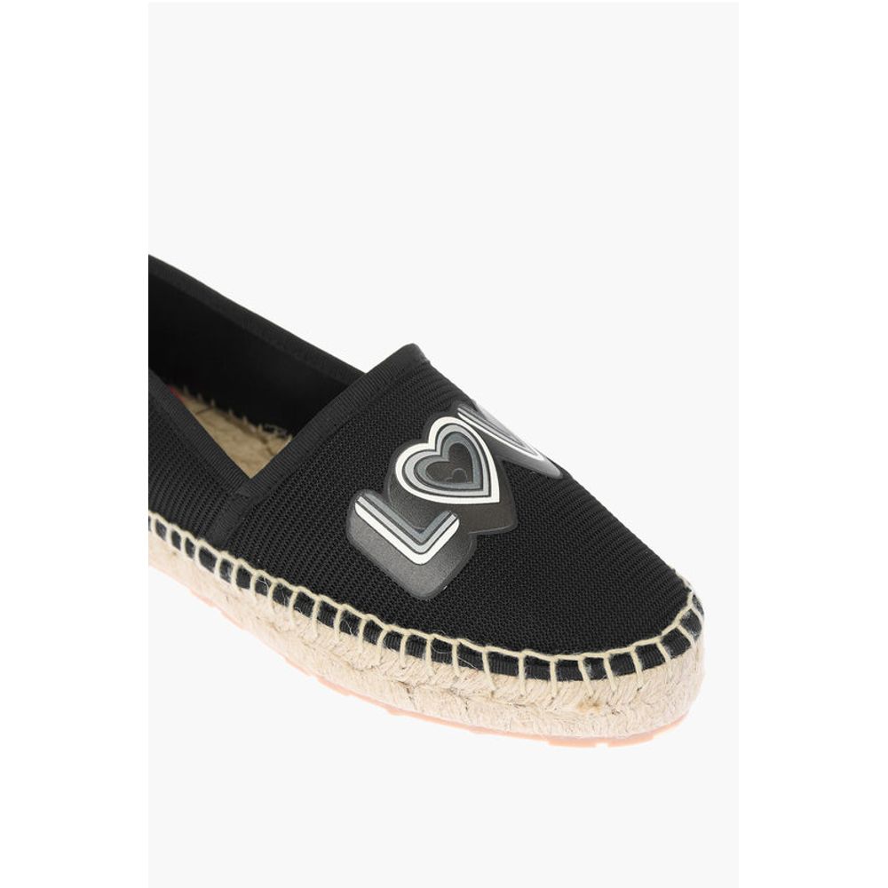 Moschino LOVE mesh espadrilles with logo-print and raffia sole