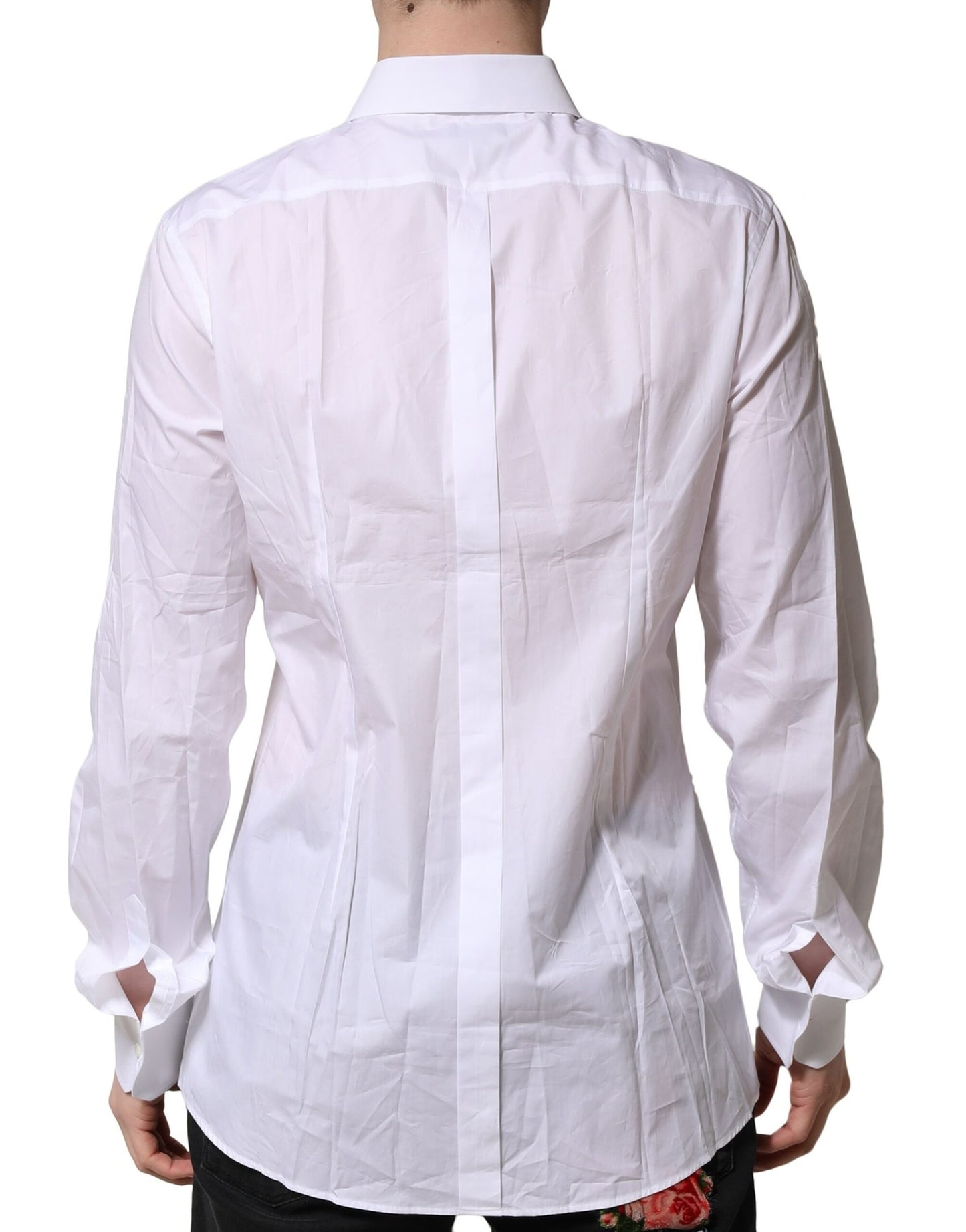 Dolce & Gabbana White Cotton GOLD Mens Dress Formal Shirt