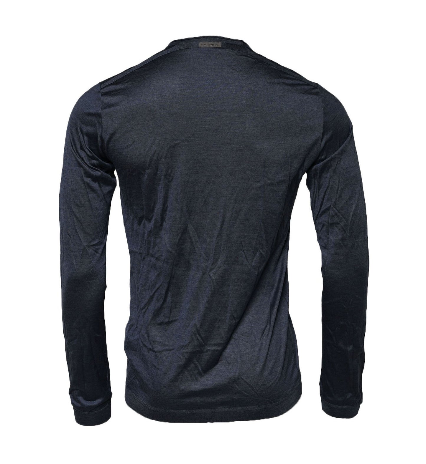 Dolce & Gabbana Dark Blue Silk Crew Neck Sweatshirt Sweater