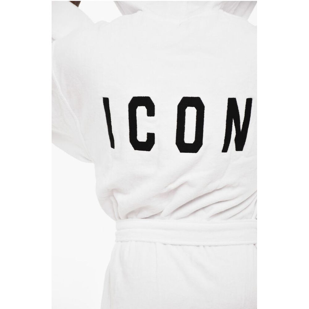 Dsquared² Terry Cottton Bathrobe with Belt and Embroidery Logo