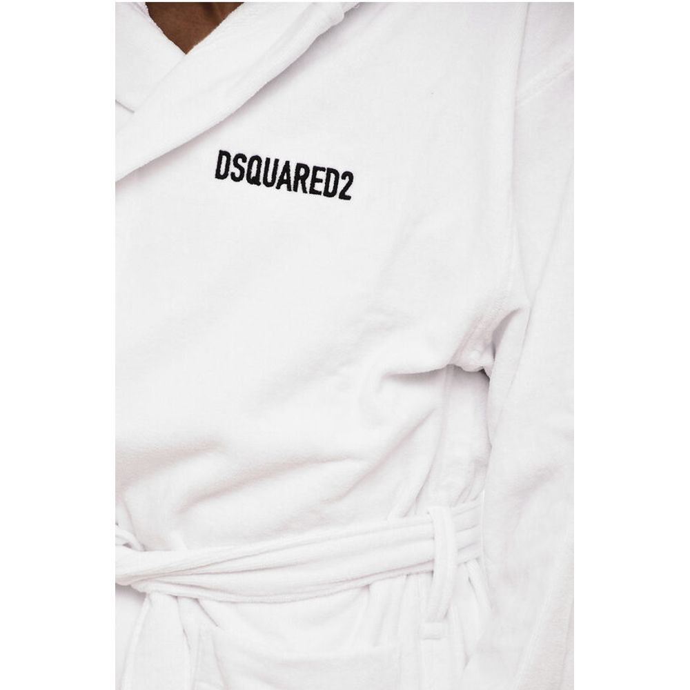 Dsquared² Terry Cottton Bathrobe with Belt and Embroidery Logo