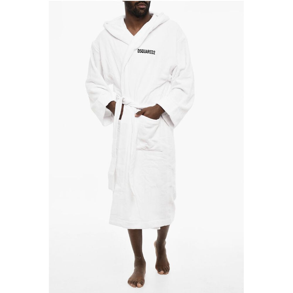 Dsquared² Terry Cottton Bathrobe with Belt and Embroidery Logo