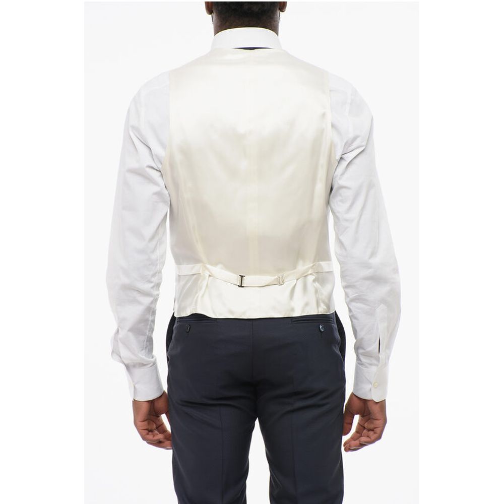 Corneliani 5 Buttons Silk Vest With Jetted Pockets