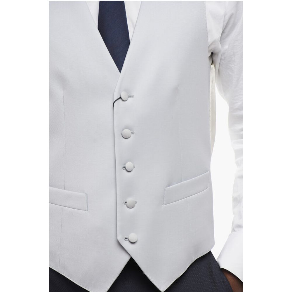Corneliani 5 Buttons Silk Vest With Jetted Pockets