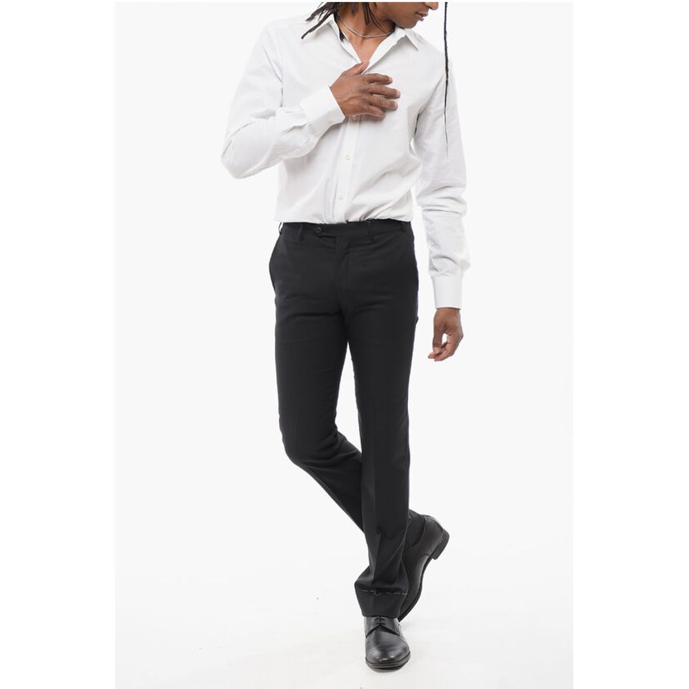 Corneliani Virgin Wool LEADER Pants with Flush Pockets