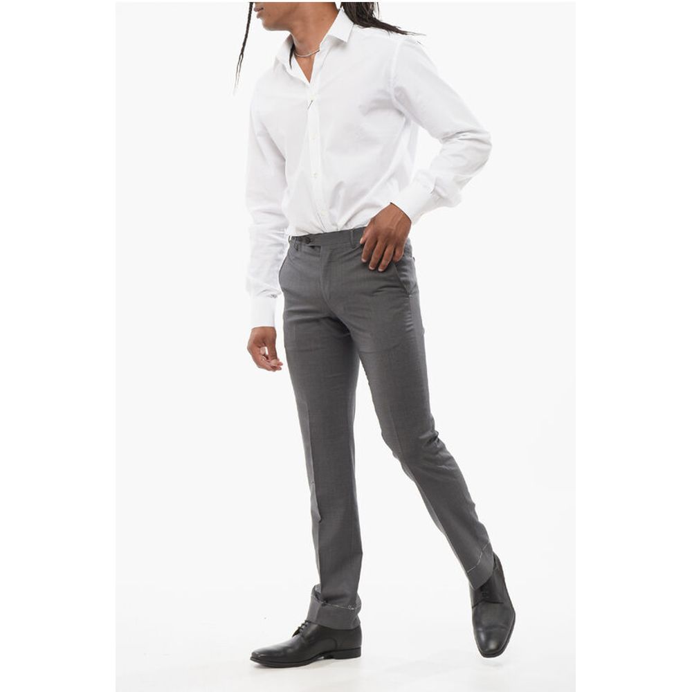 Corneliani Virgin Wool LEADER Pants with Flush Pockets