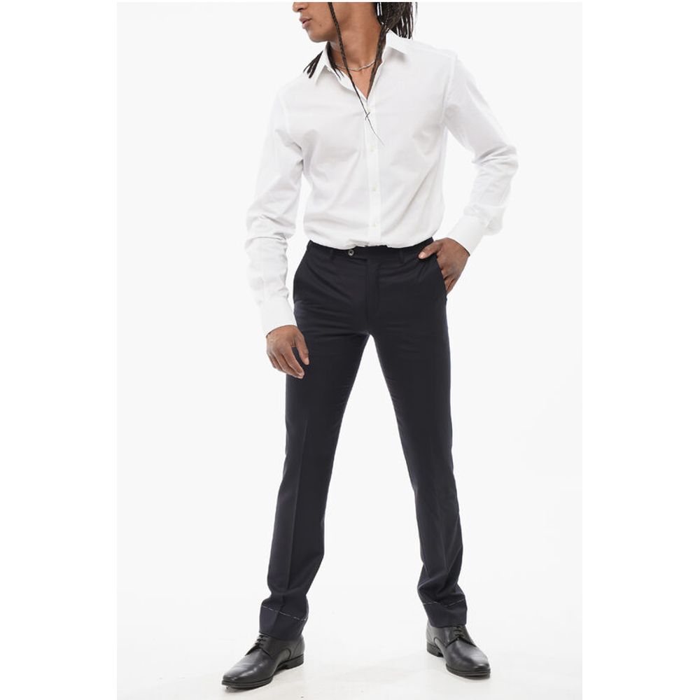 Corneliani Virgin Wool LEADER Pants with Flush Pockets