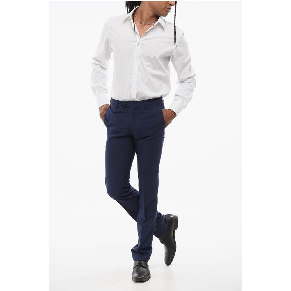 Corneliani Jacquard Virgin Wool Pants with Belt Loops