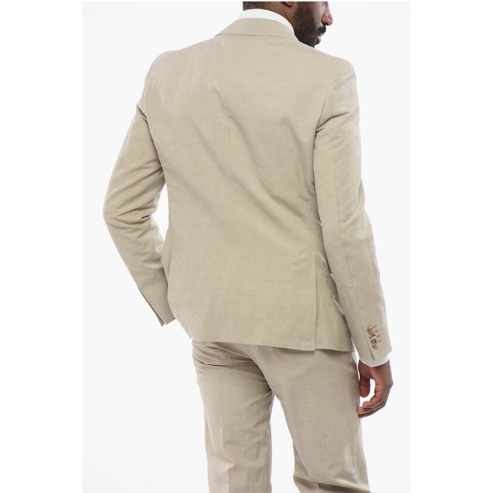 Corneliani CC COLLECTION Linen Blend RESET Suit with Flap Pockets