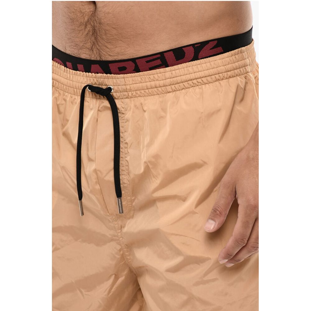 Dsquared² Slip Swimshorts With Logoed Contrasting Waistband
