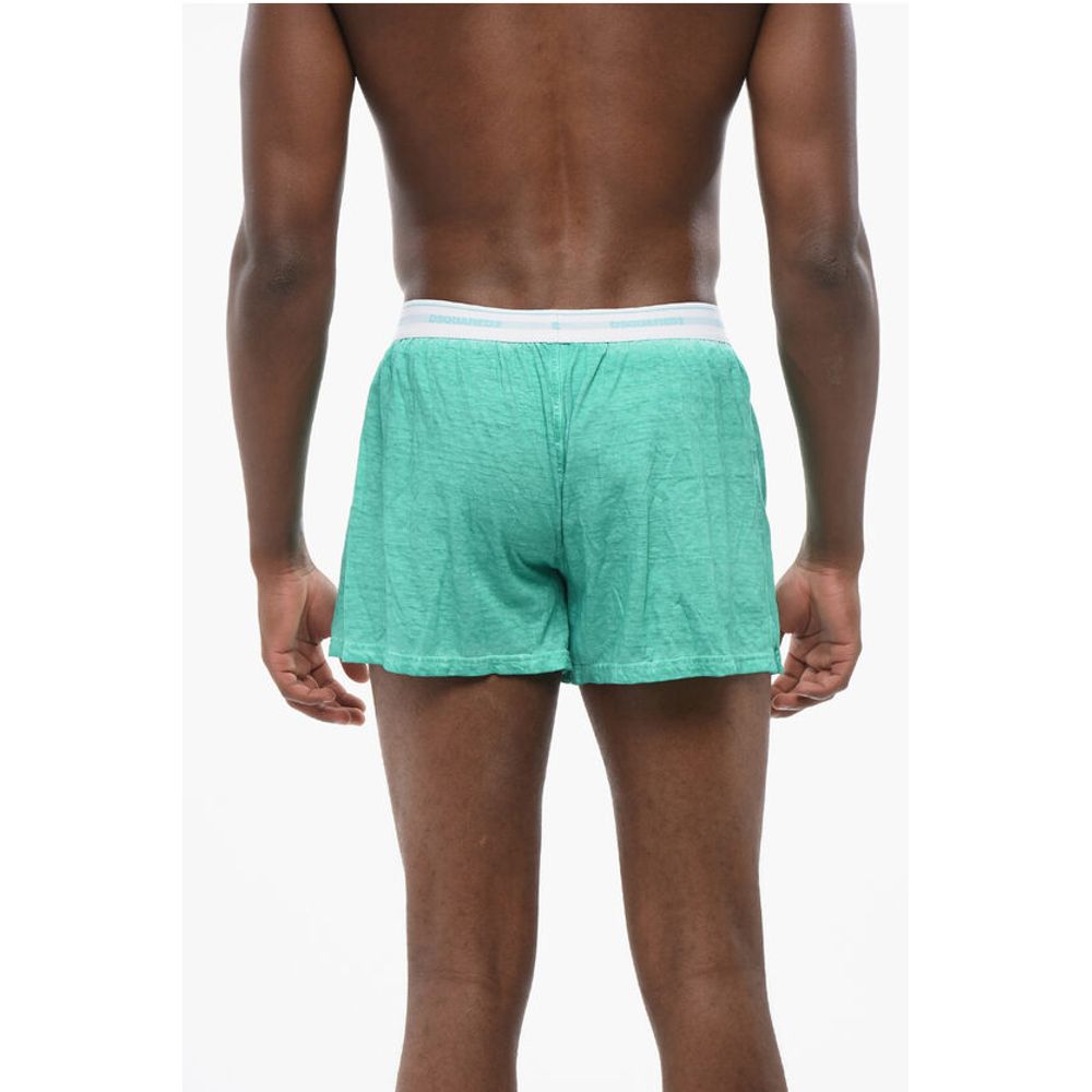 Dsquared² Linen and Cotton Boxer with Logoed Waistband