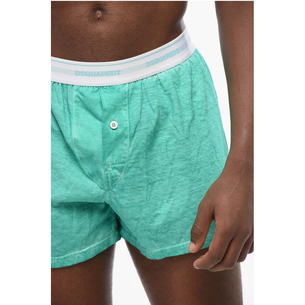 Dsquared² Linen and Cotton Boxer with Logoed Waistband