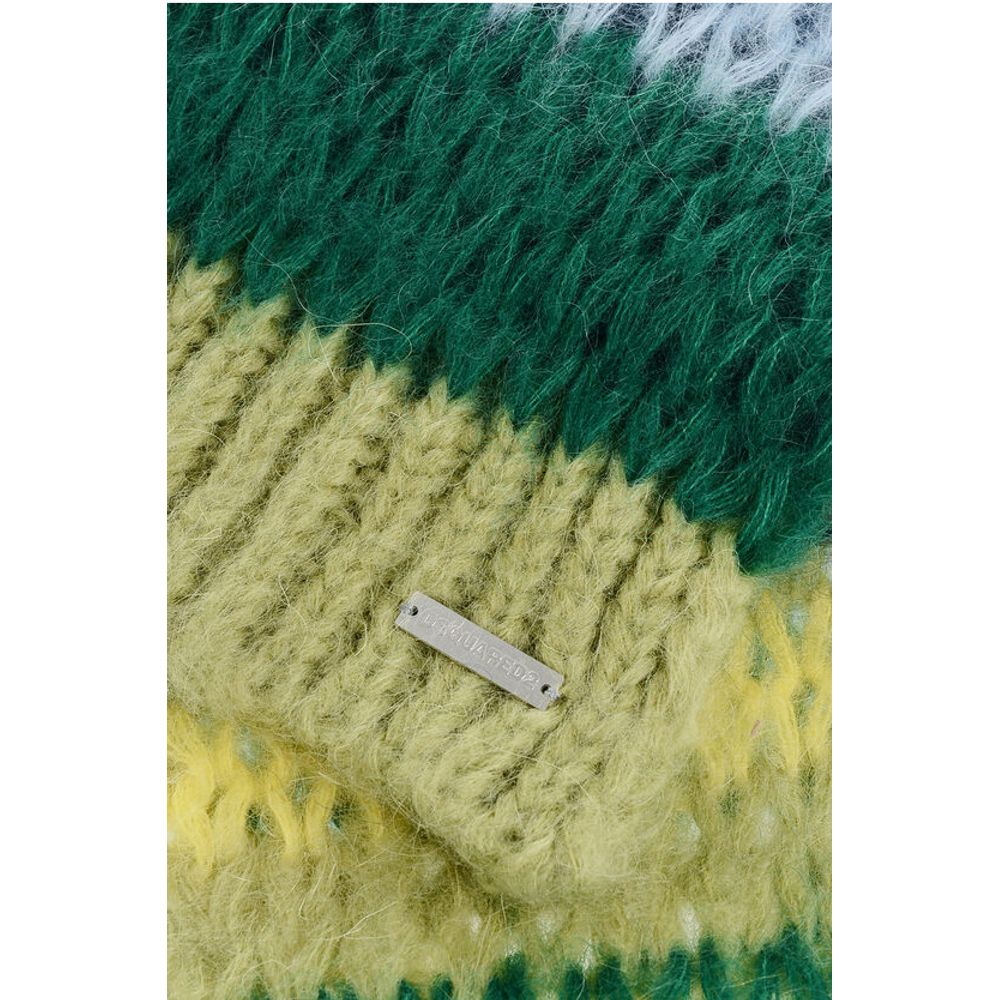 Dsquared² Striped Mohair Blend Scarf with Silver Tone Logo
