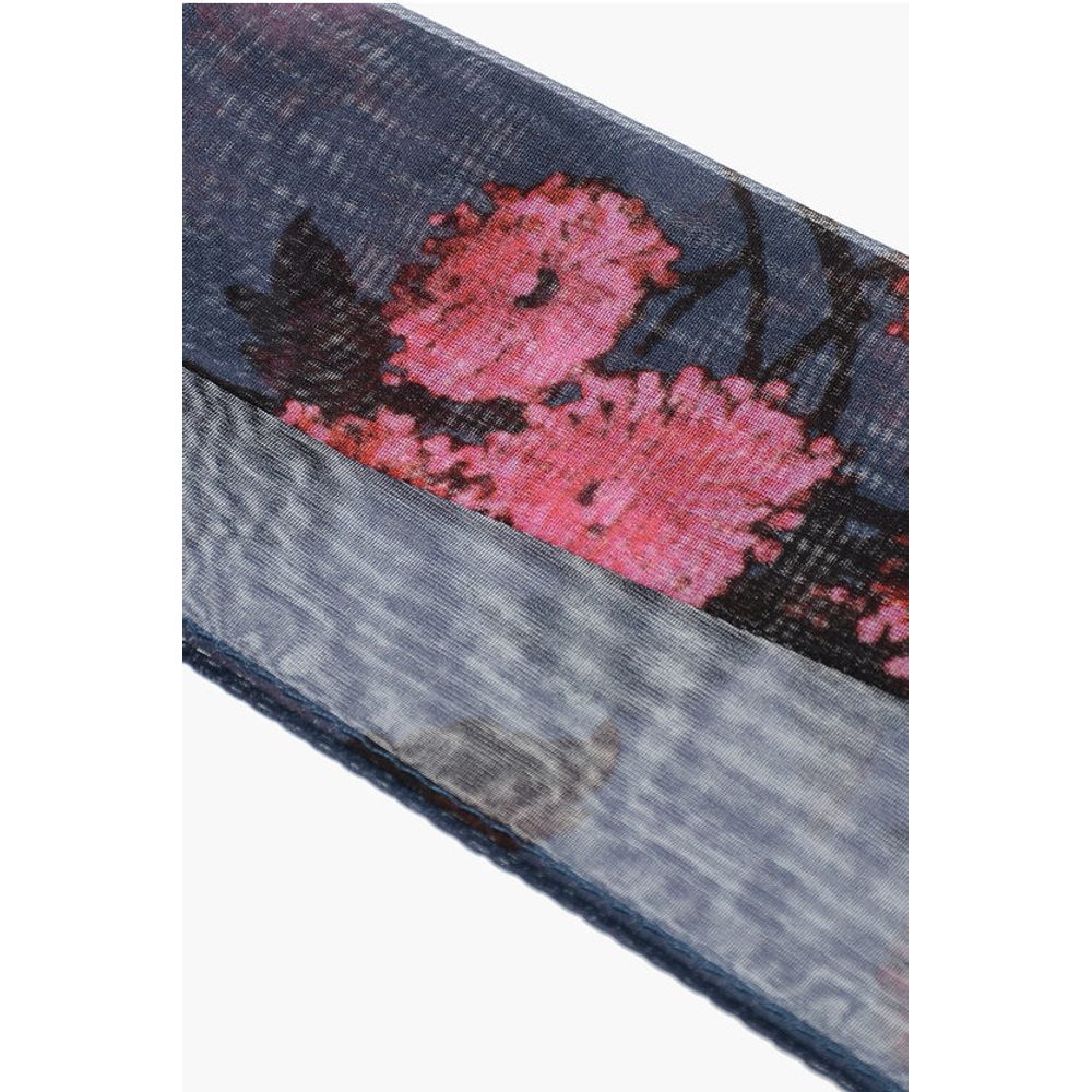 Dsquared² Floral Patterned Chiffon Slim Foulard