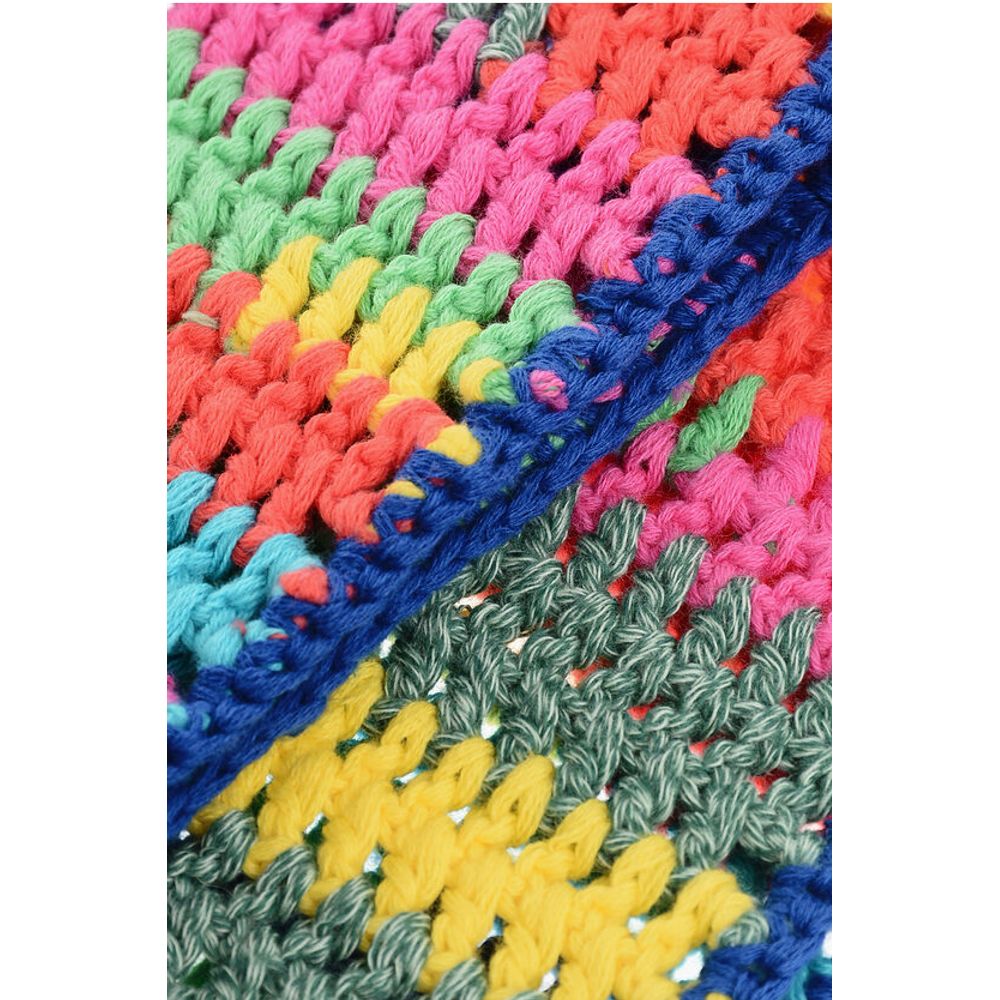 Dsquared² Multicolor Fringed Crochet Scarf