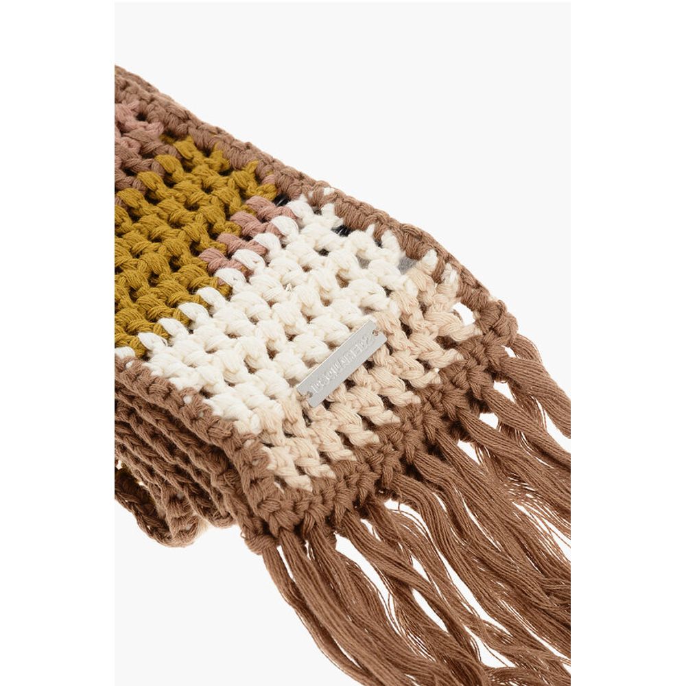 Dsquared² Fringed Crochet Scarf